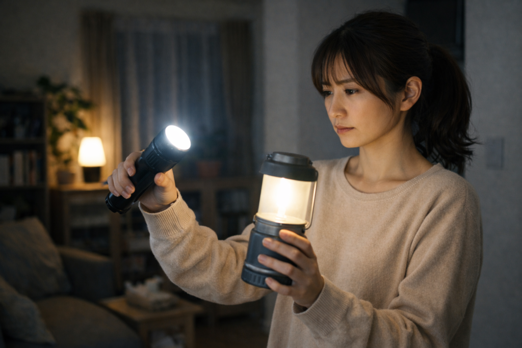 日本人女性が懐中電灯とランタンの違いを解説