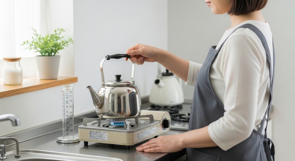 非常食のベースブレッドを確認する日本人男性