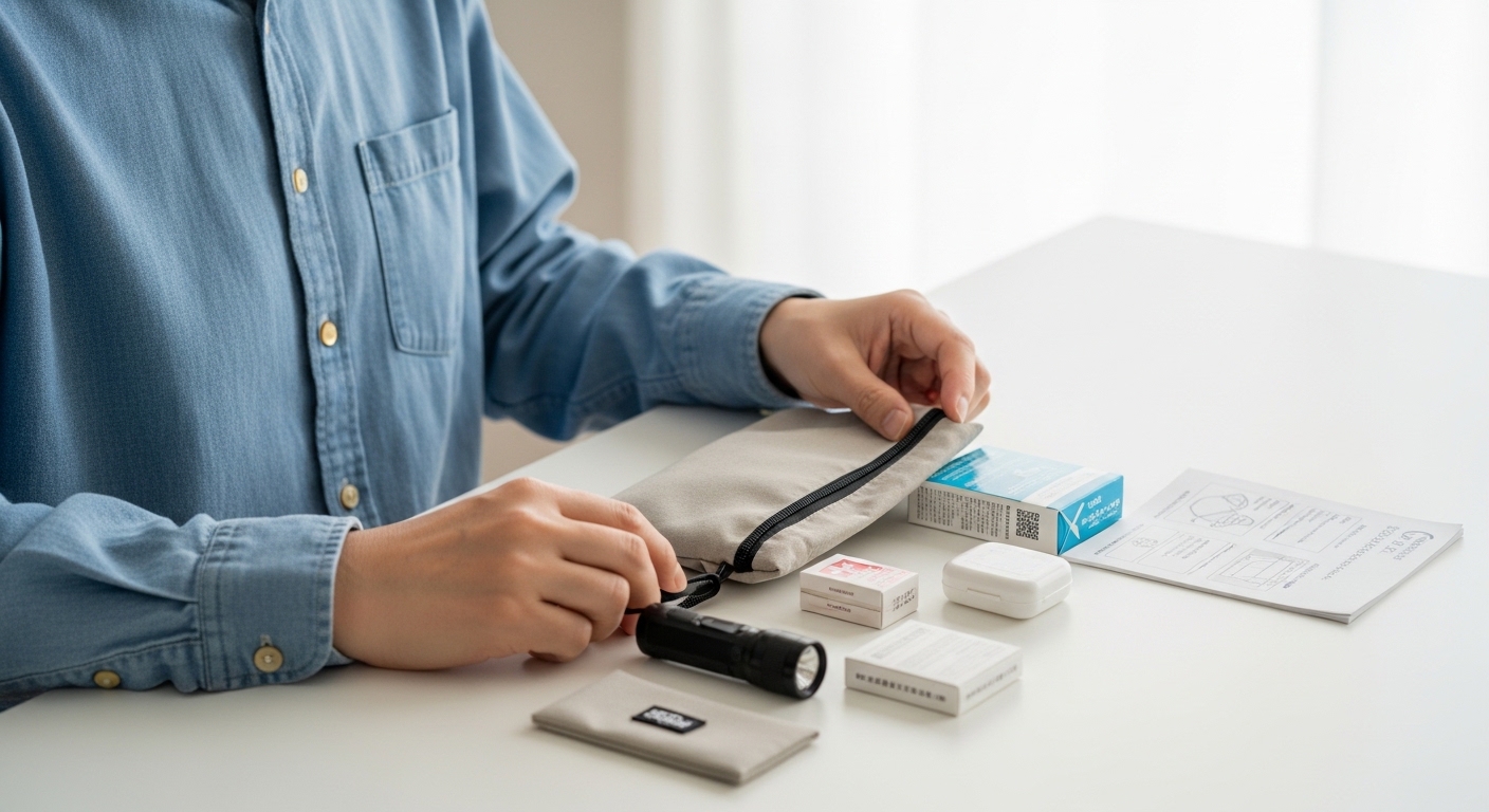 日本人女性の防災ポーチ最低限セット