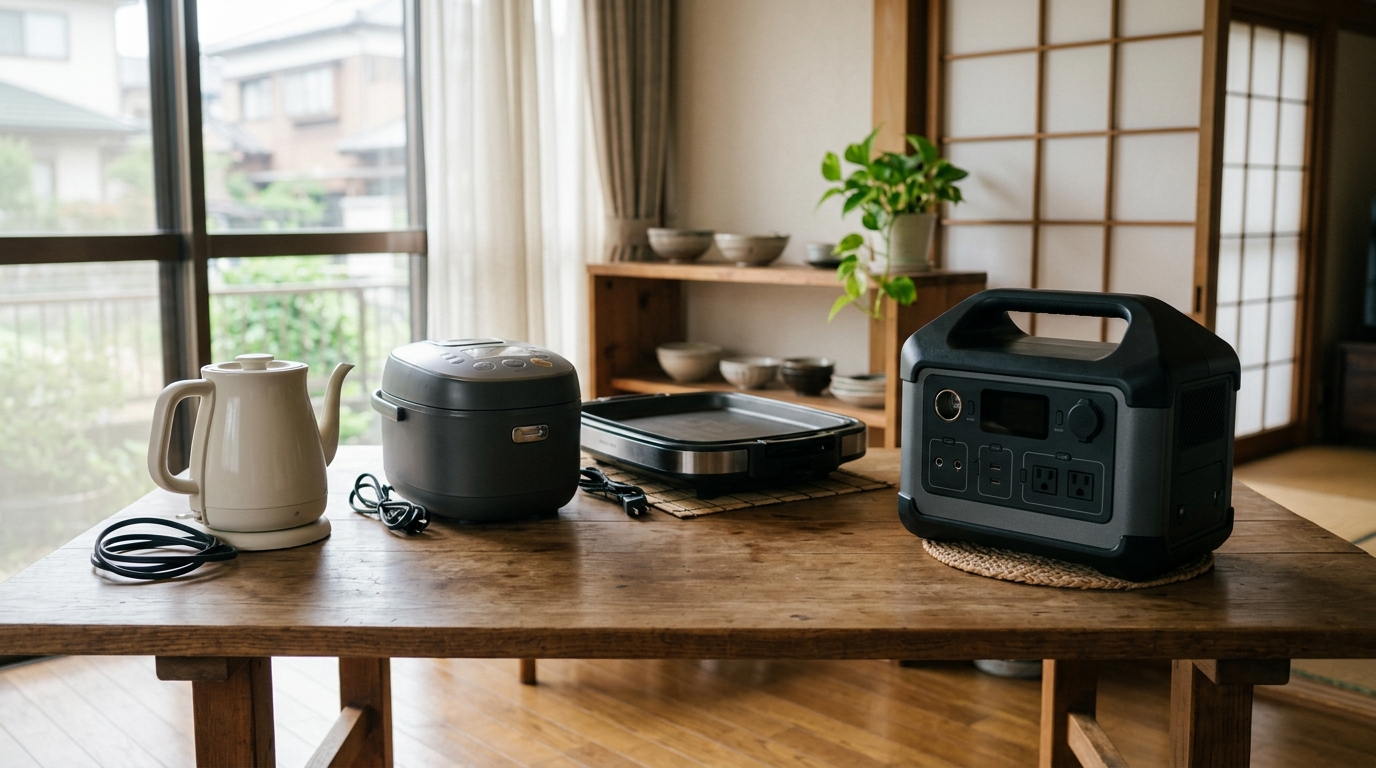 EcoFlow DELTA 3 1500を玄関付近に設置し、防災電源として重さや置き場所を検討しているイメージ