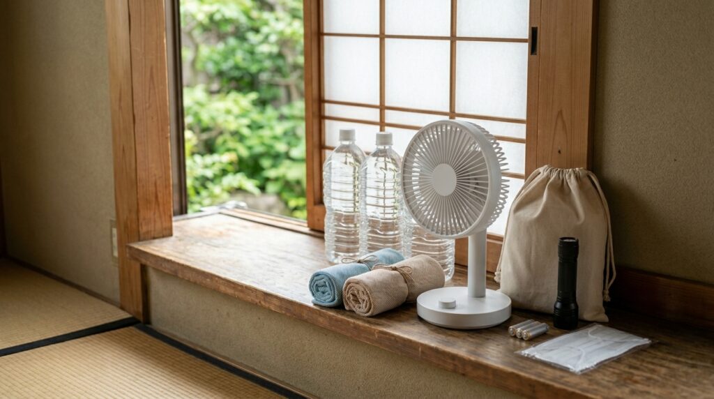 調理不要でそのまま食べられる食品や非常食を備蓄として準備している様子を表すイメージ画像