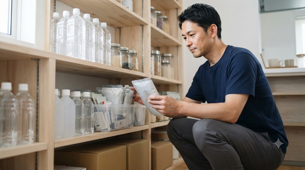 用途別に非常食を整理した備蓄を表すイメージ画像