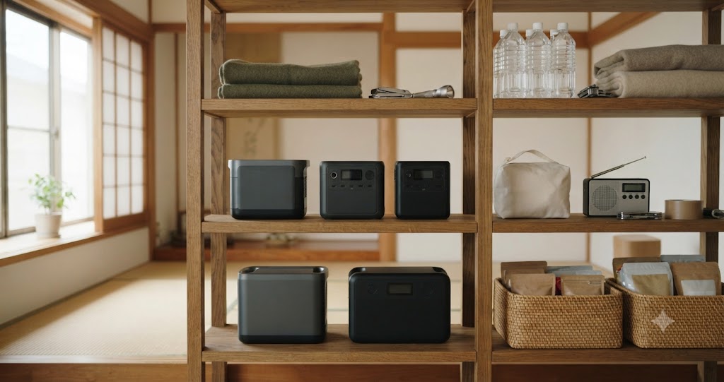 防災用品と電源保管を表すイメージ画像