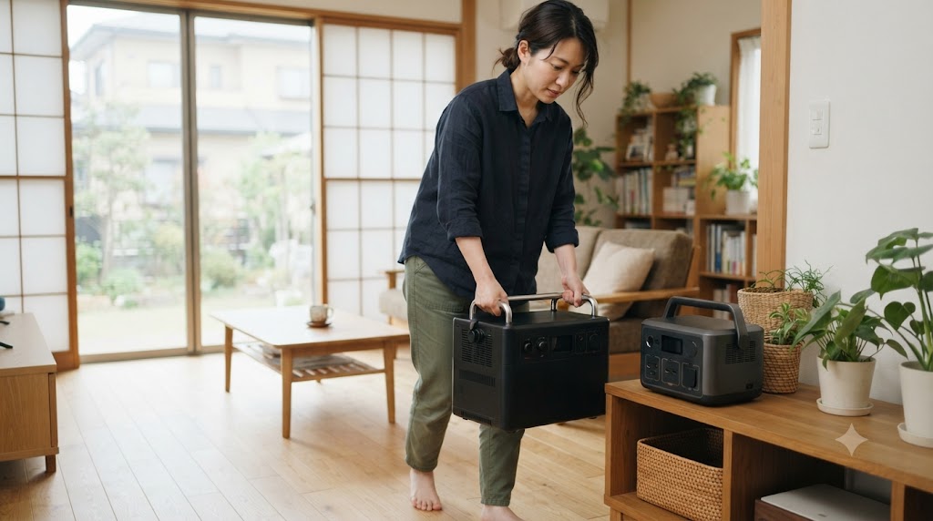 持ち運びやすいポータブル電源を表すイメージ画像