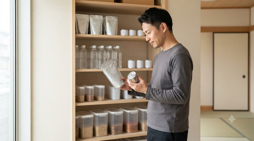 計画的な非常食備蓄を表すイメージ画像