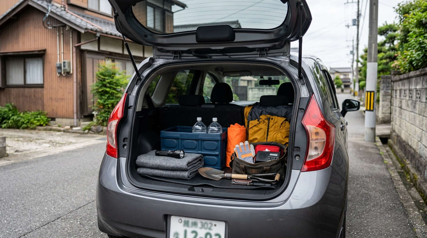家庭で整える避難装備一式を表すイメージ画像