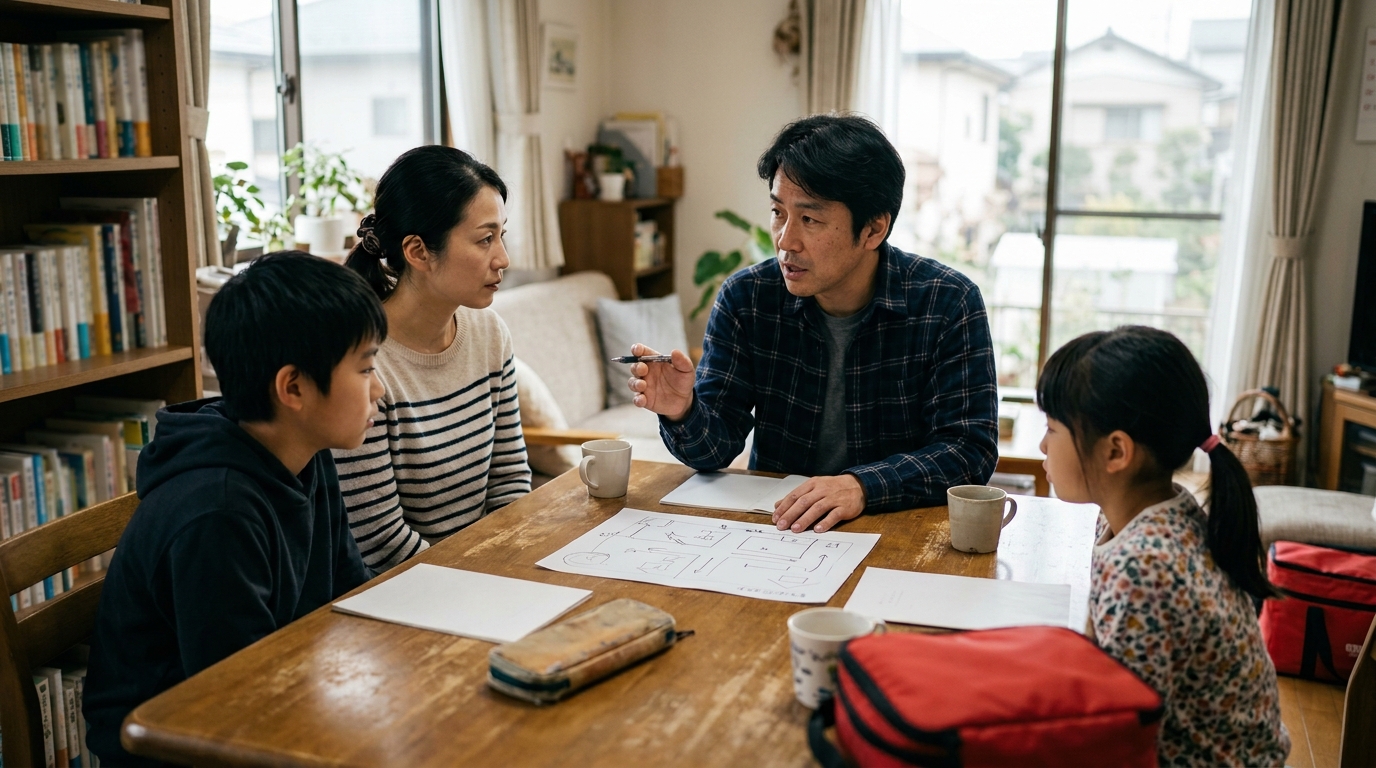 土砂災害リスクと避難計画を表すイメージ画像
