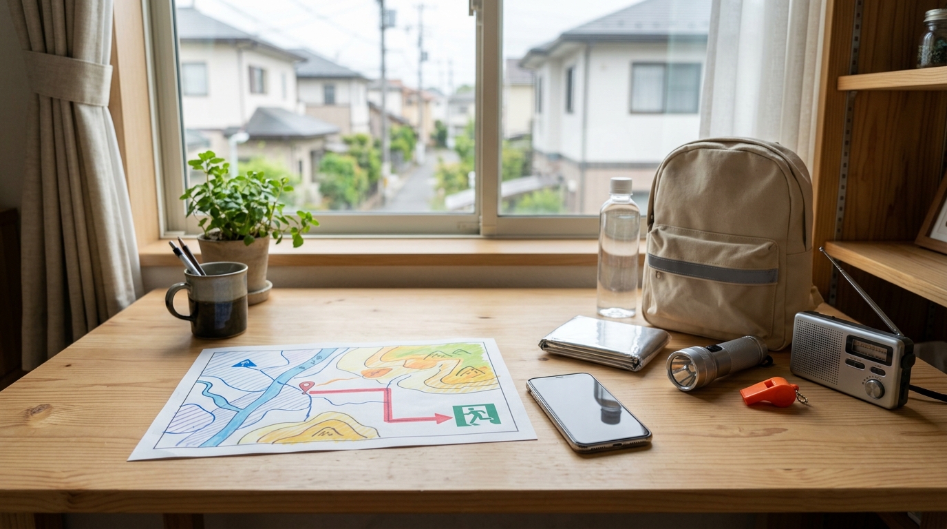 家庭用防災装備の基本を表すイメージ画像