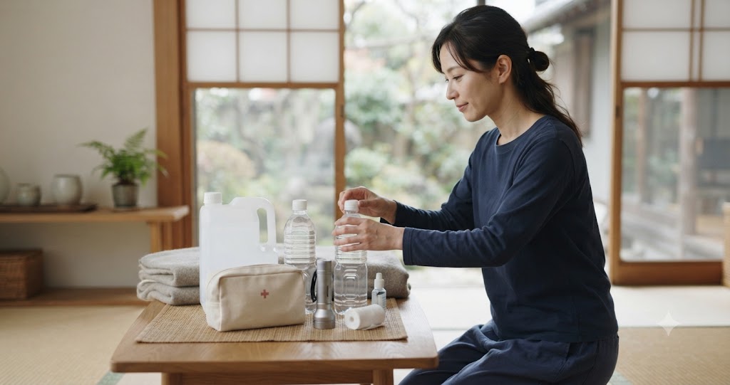 避難時の水分補給を表すイメージ画像
