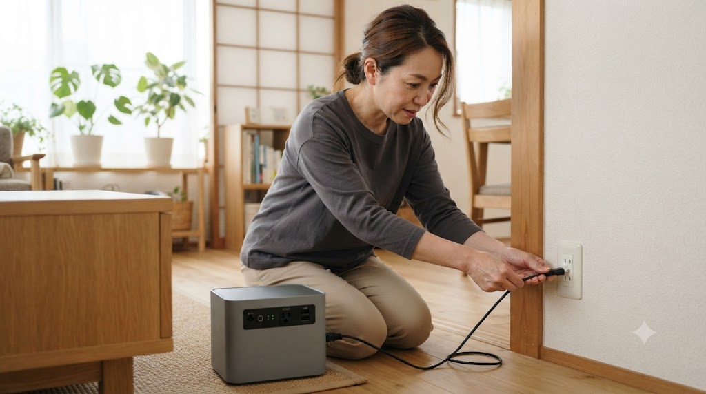 ポータブル電源の充電確認を表すイメージ画像